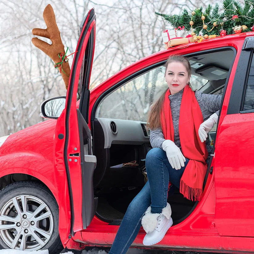 Decoración de automóvil navideña - Cuernos de Renos y Nariz Roja🦌🎄